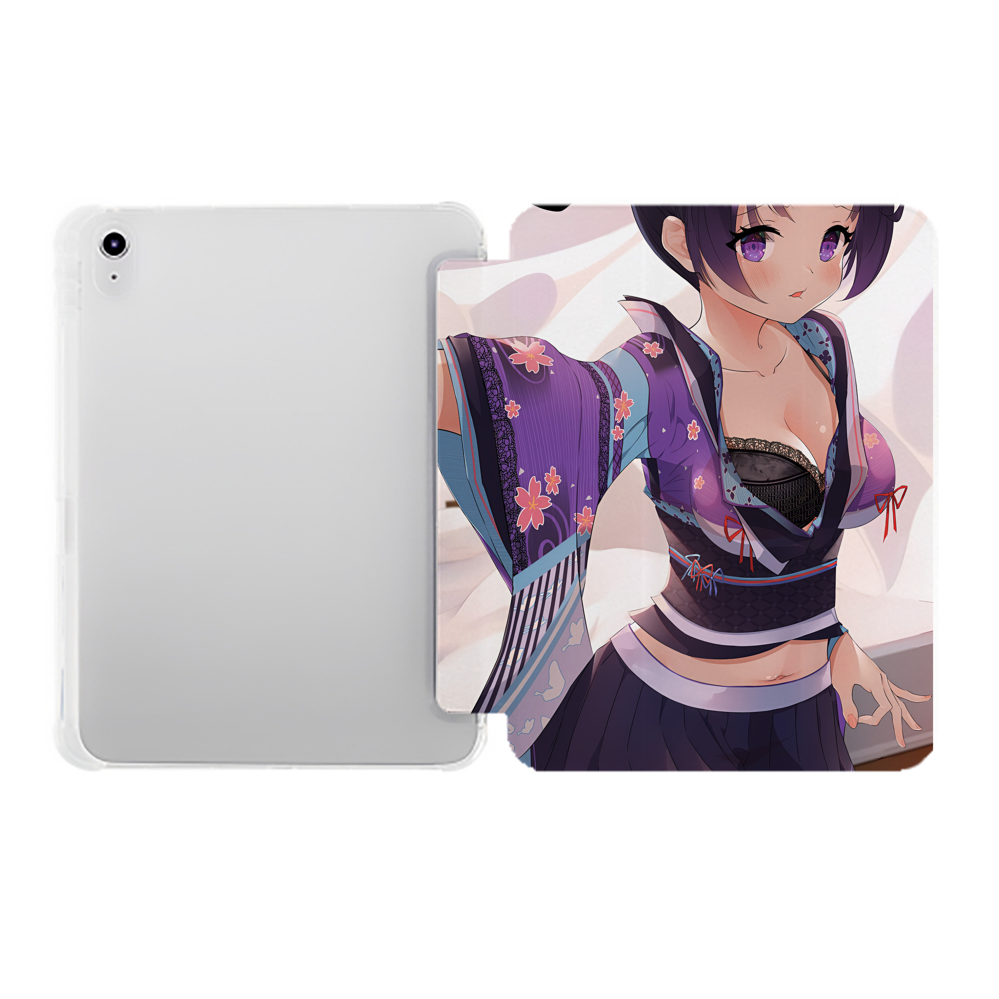 （画像用） 鬼滅の刃（きめつのやいば）蟲柱-胡蝶 しのぶ／こちょう しのぶ Kochou Shinobu IPad ケース ペン収納付き 三つ折りスタンド PUレザー×シリコン 対応機種9.5/10.5/10.9インチ
